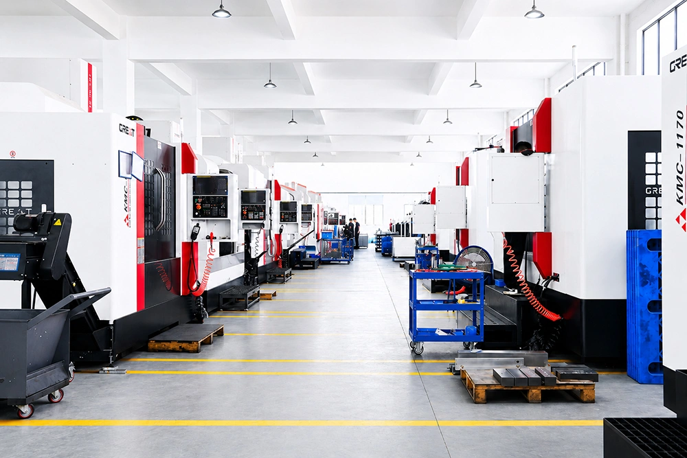 CNC workshop for engine parts manufacturing and batch production