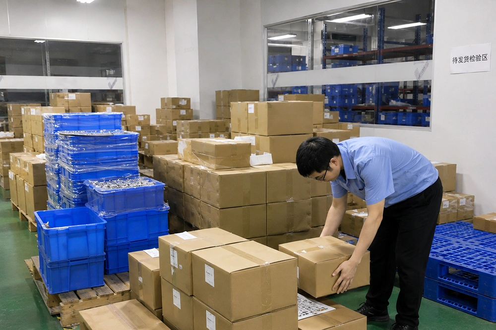 final inspection and packaging check for engine parts batch orders