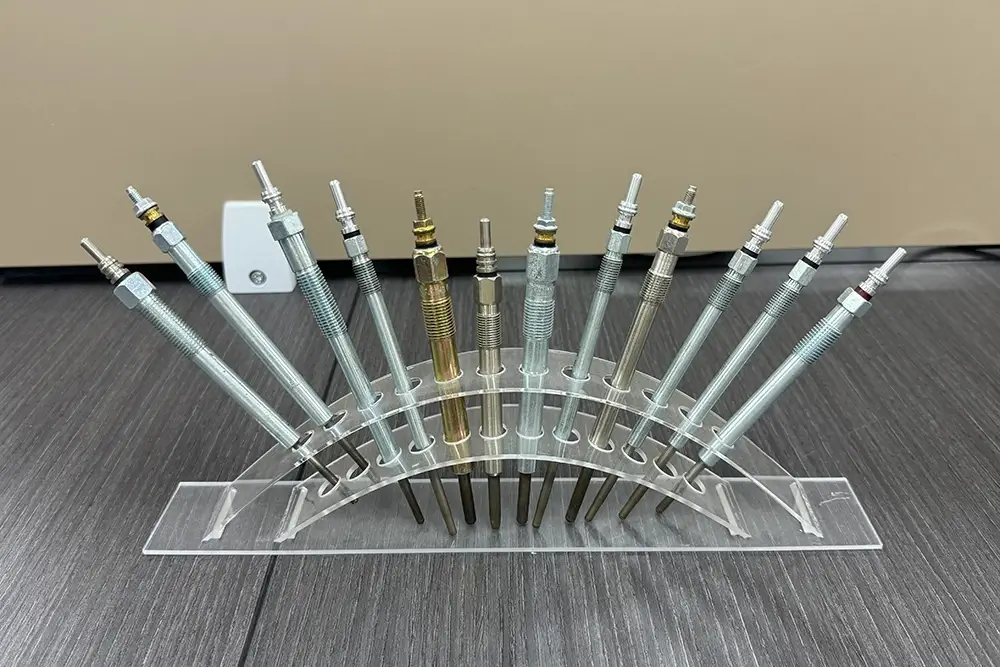 Diesel glow plugs with different lengths, threads and terminal designs for product identification